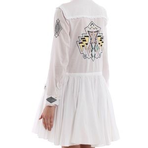 Zadig Voltaire Ranil Voile Cotton Embroidered Butterfly Flared Skirt Dress Sz XS